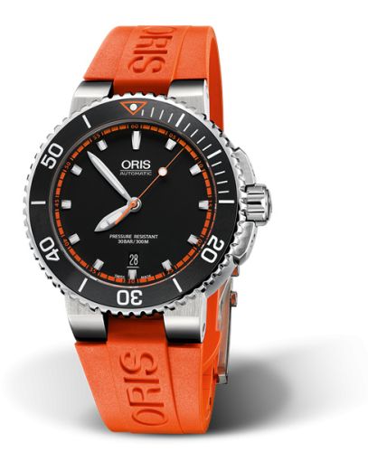 Oris 01 733 7653 4128-07 4 26 32EB : Aquis Date 43 Stainless Steel / Black - Red / Rubber