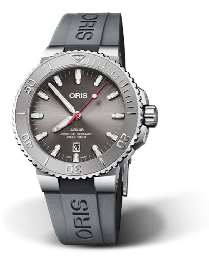 Oris 01 733 7730 4153-07 4 24 63EB : Aquis Date 43.5 Relief Stainless Steel / Grey / Rubber