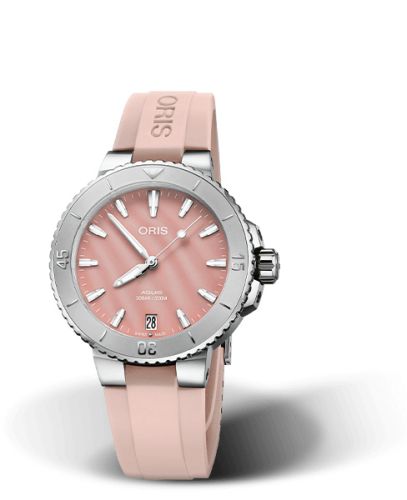 Oris 01 733 7770 4158-07 4 18 66FC : Aquis Date 36.5 Stainless Steel / Blush Pink / Rubber