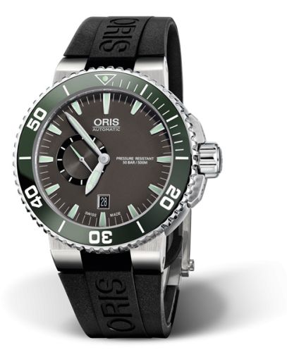 Oris 01 743 7673 4137-07 4 26 34EB : Aquis Small Seconds Date 46 Stainless Steel / Grey / Rubber