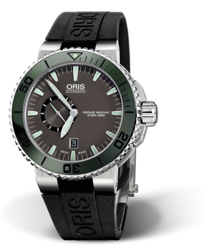 Oris 01 743 7673 4157-07 4 26 34EB : Aquis Small Seconds Date 46 Stainless Steel / Grey / Rubber