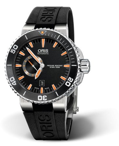 Oris 01 743 7673 4159-07 4 26 34EB : Aquis Small Seconds Date 46 Stainless Steel / Black / Rubber