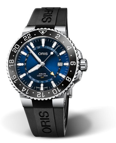 Oris 01 798 7754 4135-07 4 24 64EB : Aquis GMT 43.5 Stainless Steel / Blue / Rubber