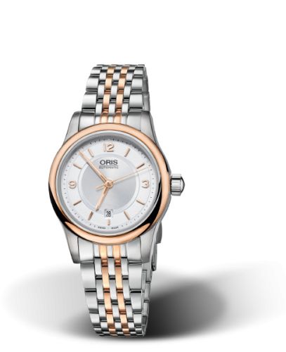 Oris 01 561 7650 4331-07 8 14 12 : Classic Date Lady 28.5 Stainless Steel - Rose Gold / Silver / Bracelet