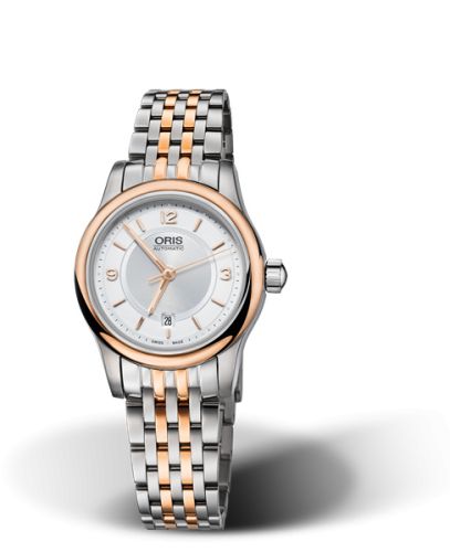 Oris 01 561 7650 4331-07 8 14 63 : Classic Date Lady 28.5 Stainless Steel - Rose Gold / Silver / Bracelet