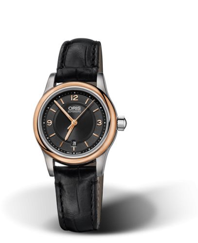 Oris 01 561 7650 4334-07 5 14 11 : Classic Date Lady 28.5 Stainless Steel - Rose Gold / Black