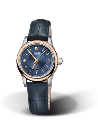 Oris 01 561 7650 4335-07 5 14 85 : Classic Date Lady 28.5 Stainless Steel - Rose Gold / Blue