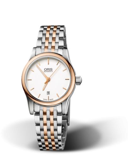 Oris 01 561 7650 4351-07 8 14 63 : Classic Date Lady 28.5 Stainless Steel - Rose Gold / Silver / Bracelet
