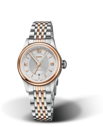 Oris 01 561 7718 4371-07 8 14 12 : Classic Date Lady 28.5 Stainless Steel - Rose Gold / Silver / Bracelet