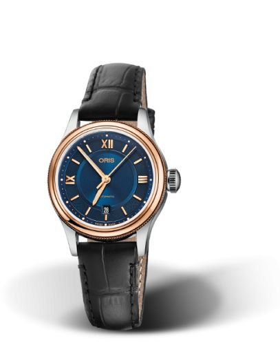 Oris 01 561 7718 4375-07 5 14 35 : Classic Date Lady 28.5 Stainless Steel - Rose Gold / Blue