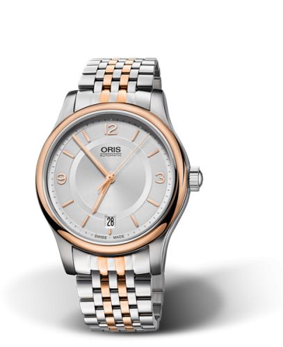 Oris 01 733 7578 4331-07 8 18 63 : Classic Date 37 Stainless Steel - Rose Gold / Silver / Bracelet