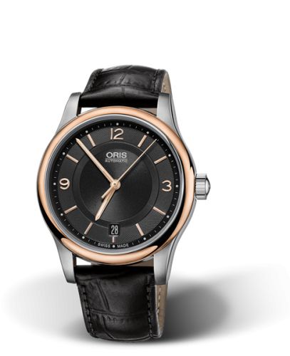 Oris 01 733 7578 4334-07 5 18 11 : Classic Date 37 Stainless Steel - Rose Gold / Black