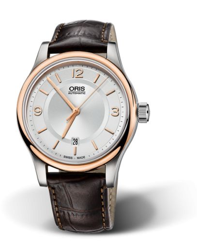 Oris 01 733 7594 4331-07 5 20 12 : Classic Date 42 Stainless Steel - Rose Gold / Silver