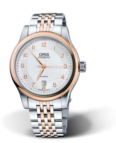 Oris 01 733 7594 4361-07 8 20 63 : Classic Date 42 Stainless Steel - Rose Gold / Silver / Bracelet