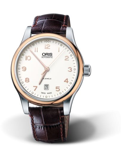 Oris 01 733 7594 4391-07 5 20 12 : Classic Date 42 Stainless Steel - Rose Gold / Silver
