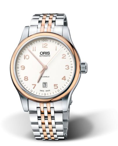 Oris 01 733 7594 4391-07 8 20 63 : Classic Date 42 Stainless Steel - Rose Gold / Silver / Bracelet