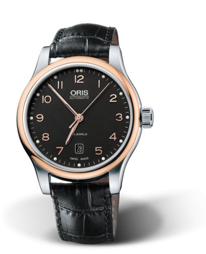 Oris 01 733 7594 4394-07 5 20 11 : Classic Date 42 Stainless Steel - Rose Gold / Black