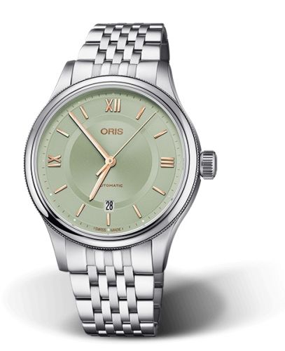 Oris 01 733 7719 4017-07 8 20 10 : Classic Date 42 Stainless Steel / Mint Green / Bracelet