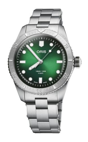 Oris 01 400 7774 4057-07 8 19 18 : Divers Sixty-Five 38 Calibre 400 Stainless Steel / Green / Bracelet