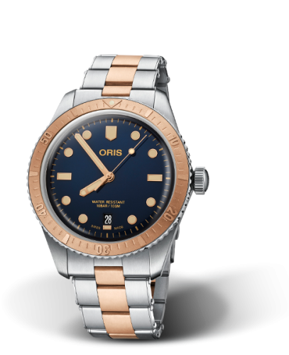 Oris 01 733 7707 4355-07 8 20 17 : Divers Sixty-Five 40 Stainless Steel / Bronze / Blue / Bracelet