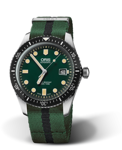 Oris 	01 733 7720 4057-07 5 21 25FC : Divers Sixty-Five 42 Stainless Steel / Green / NATO