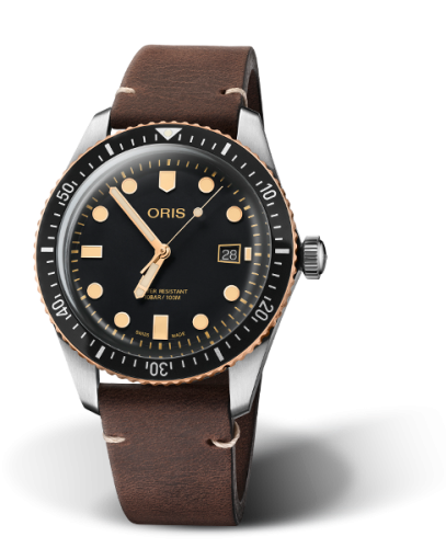 Oris 01 733 7720 4354-07 5 21 44 : Divers Sixty-Five 42 Stainless Steel / Bronze / Black / Calf