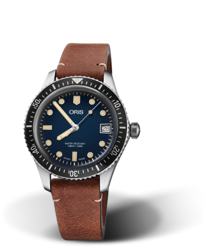 Oris 01 733 7747 4055-07 5 17 45 : Divers Sixty-Five 36 Stainless Steel / Blue / Calf