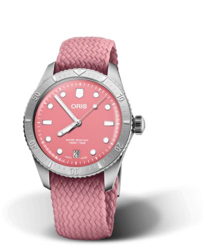 Oris 01 733 7771 4058-07 3 19 04S : Divers Sixty-Five 38 Cotton Candy Stainless Steel / Pink / Perlon