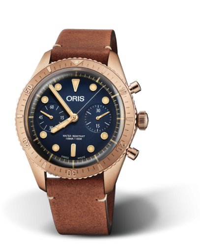 Oris 01 771 7744 3185-Set LS : Divers Sixty-Five 43 Chronograph Bronze / Blue / Carl Brashear Limited Edition