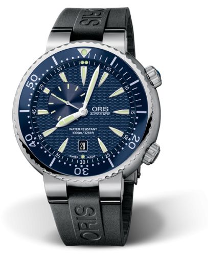 Oris 01 743 7609 8555-07 4 24 34EB : Divers Small Second - Date Stainless Steel / Blue / Rubber
