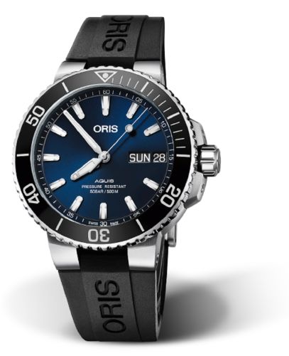 Oris 01 752 7733 4135-07 4 24 64EB : Aquis Big Day Date 45.5mm Stainless Steel / Blue / Rubber