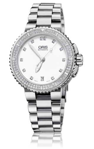 Oris 01 733 7652 4991-07 8 18 01P : Aquis Date Diamonds 36 Stainless Steel / White - Diamond / Bracelet