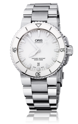 Oris 01 733 7653 4156-07 8 26 01PEB : Aquis Date 43 Stainless Steel / White / Bracelet
