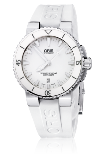 Oris 01 733 7653 4156-07 4 26 31EB : Aquis Date 43 Stainless Steel / White / Rubber