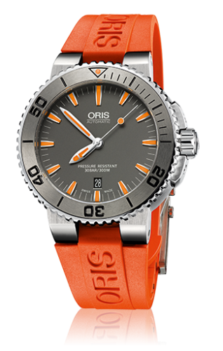Oris 01 733 7653 4158-07 4 26 32EB : Aquis Date 43 Stainless Steel / Grey / Rubber