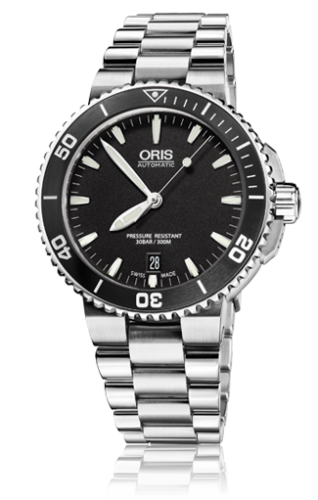 Oris 01 733 7676 4154-07 8 21 10P : Aquis Date 40 Stainless Steel / Black / Bracelet