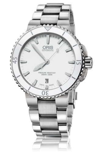 Oris 01 733 7676 4156-07 8 21 10P : Aquis Date 40 Stainless Steel / White / Bracelet