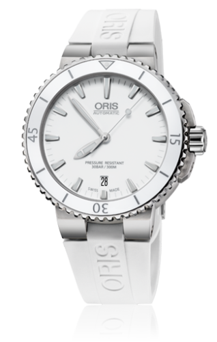 Oris 01 733 7676 4156-07 4 21 31 : Aquis Date 40 Stainless Steel / White / Rubber