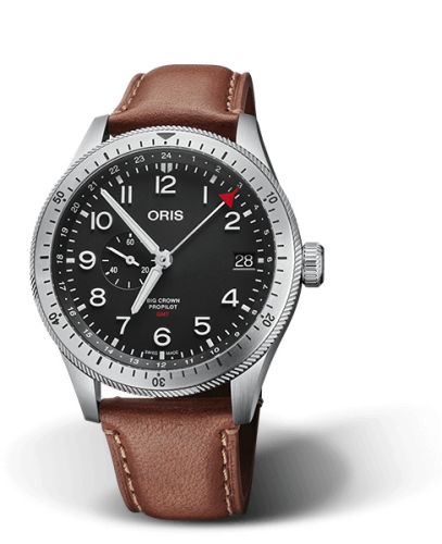 Oris 01 748 7756 4064-07 5 22 07LC : Big Crown ProPilot Timer GMT Stainless Steel / Black / Leather