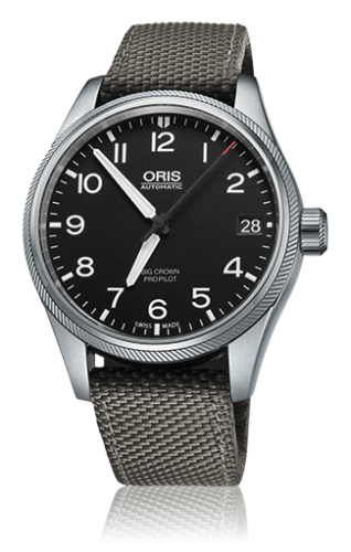 Oris 01 751 7697 4164-07 5 20 17FC : Big Crown ProPilot Date Black / Grey Textile
