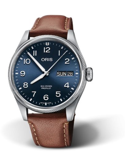 Oris 01 752 7760 4065-07 5 22 07LC : Big Crown ProPilot Big Day Date Stainless Steel / Blue / Leather