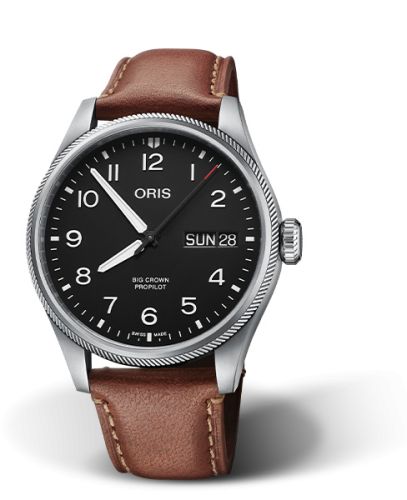 Oris 01 752 7760 4164-07 5 22 07LC : Big Crown ProPilot Big Day Date Stainless Steel / Black / Leather