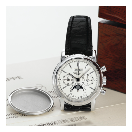 Patek Philippe 3970EP-021 : Perpetual Calendar Chronograph 3970 Platinum / Silver Stick