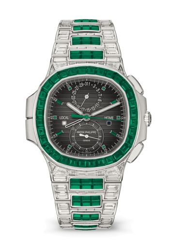 Patek Philippe 5990/1423G-001 : Nautilus Travel Time White Gold - Emerald / Grey