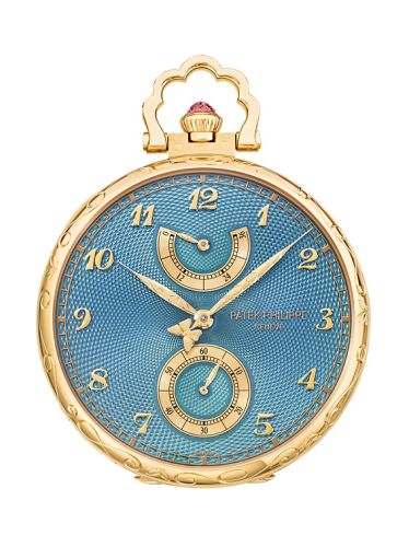 Patek Philippe 982/182J : Pocket Watch Lepine Power Reserve Yellow Gold / Butterflies and Orchids