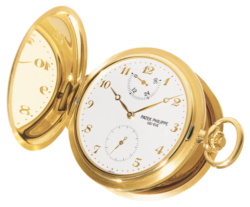 Patek Philippe 983J-001 : Pocket Watch Savonette Power Reserve Yellow Gold / Silver