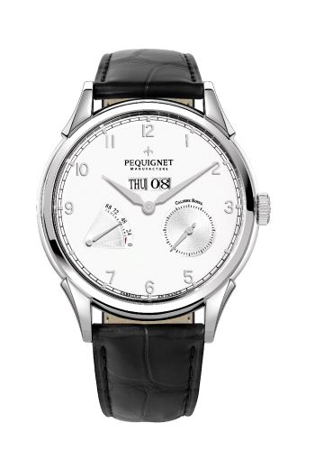 Pequignet 9030233CN :  Royale Grand Sport Silver Numerals / Black Strap