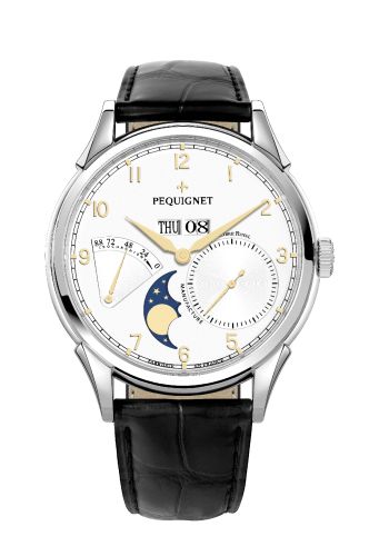 Pequignet 9030438CN : Royale Grand Sport Moonphase Gilt Numerals / Black Strap