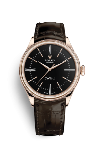 Rolex 50505-0008 : Cellini Time Everose / Black / Alligator Brown