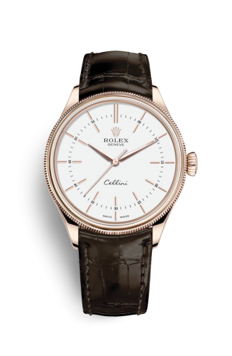 Rolex 50505-0020 : Cellini Time Everose / White / Alligator Brown
